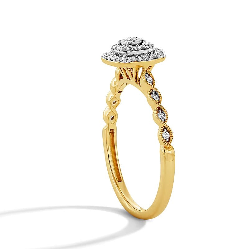 0.25 CT. TW Diamond Double Cushion Frame Promise Ring in 10K Gold