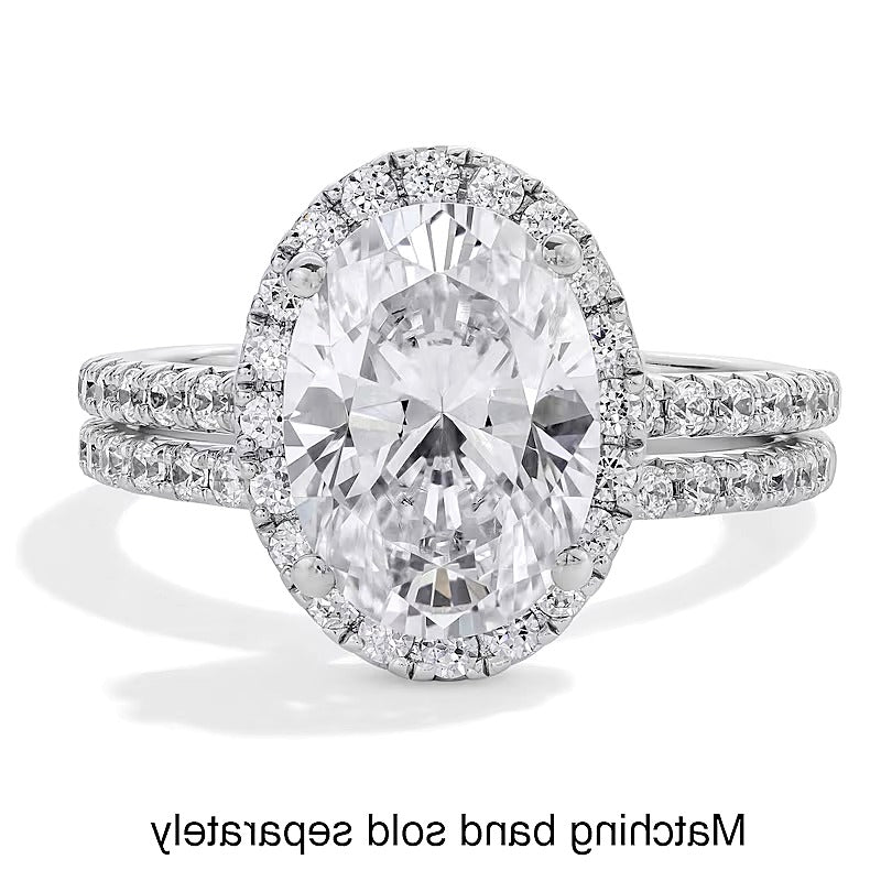 3.5 CT. TW Oval Lab-Grown Diamond Frame Engagement Ring in 14K White Gold (F/VS2)