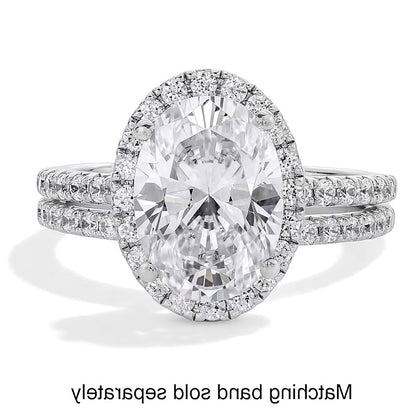 3.5 CT. TW Oval Lab-Grown Diamond Frame Engagement Ring in 14K White Gold (F/VS2)