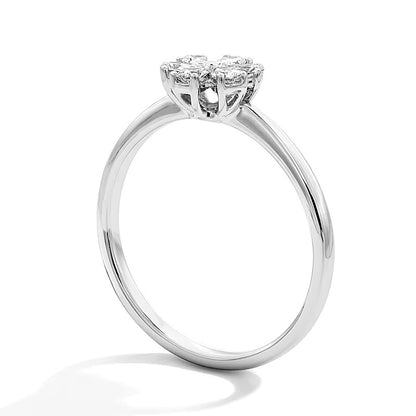 0.33 CT. TW Pear-Shaped Lab-Grown Diamond Flower Ring in 10K White Gold (F/VS2)