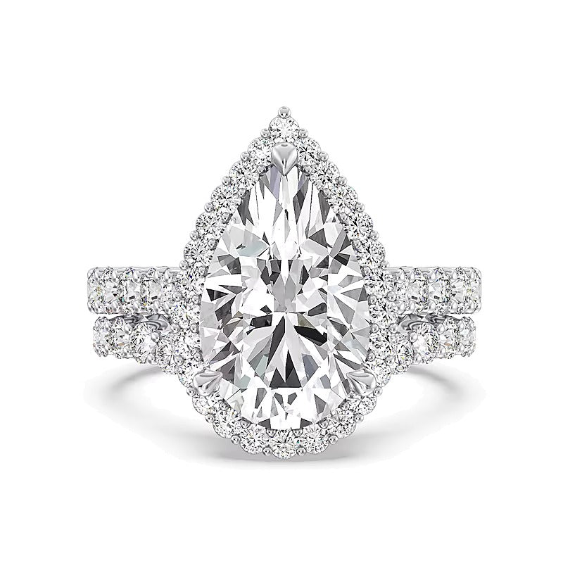 Enchanted Star Ariel 6.5 CT. TW Pear-Shaped Lab-Grown Diamond Frame Engagement Ring in 14K Two-Tone Gold