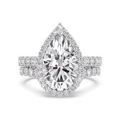 Enchanted Star Ariel 6.5 CT. TW Pear-Shaped Lab-Grown Diamond Frame Engagement Ring in 14K Two-Tone Gold