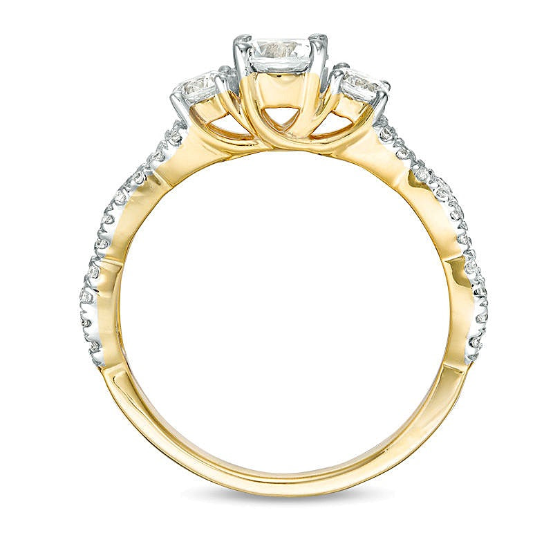 1.0 CT. TW Diamond Three Stone Braid Engagement Ring in 10K Gold