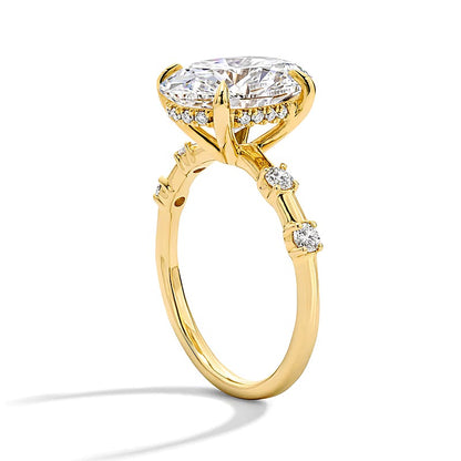 4.25 CT. TW Oval Lab-Grown Diamond Station Shank Engagement Ring in 14K Gold (F/VS2)