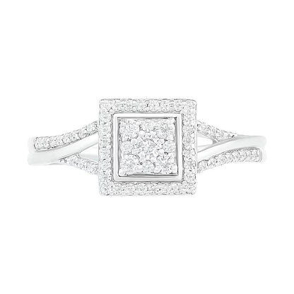 0.38 CT. TW Composite Diamond Square Frame Split Shank Bridal Set in 10K White Gold