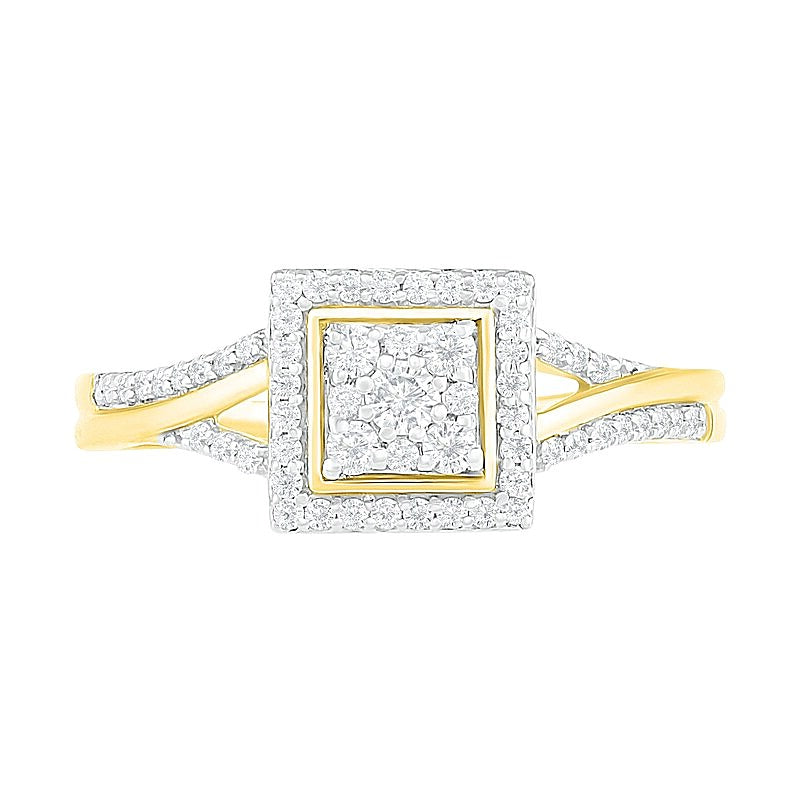 0.38 CT. TW Composite Diamond Square Frame Split Shank Bridal Set in 10K Gold