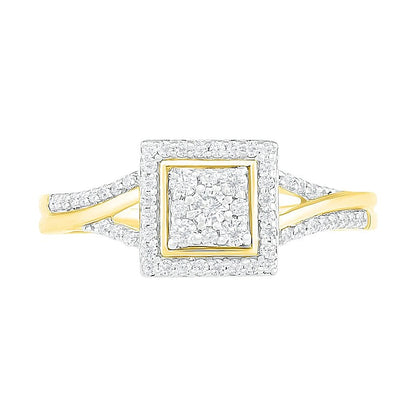 0.38 CT. TW Composite Diamond Square Frame Split Shank Bridal Set in 10K Gold