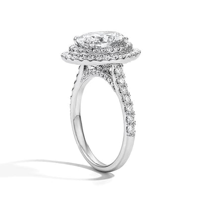 3.0 CT. TW Oval Lab-Grown Diamond Double-Frame Engagement Ring in 14K White Gold (F/VS2)