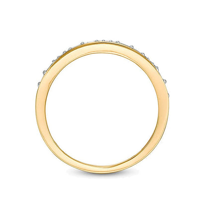 0.13 CT. TW Baguette and Round Diamond Two Stone Alternating Stackable Band in 10K Gold