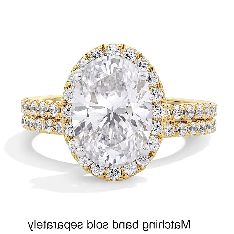 3.5 CT. TW Oval Lab-Grown Diamond Frame Engagement Ring in 14K Gold (F/VS2)