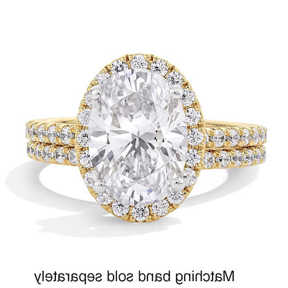 3.5 CT. TW Oval Lab-Grown Diamond Frame Engagement Ring in 14K Gold (F/VS2)