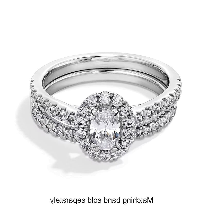 1.0 CT. TW Oval Lab-Grown Diamond Frame Engagement Ring in 14K White Gold (F/SI2)