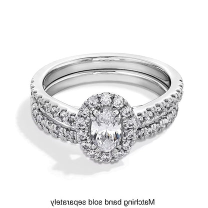 1.0 CT. TW Oval Lab-Grown Diamond Frame Engagement Ring in 14K White Gold (F/SI2)