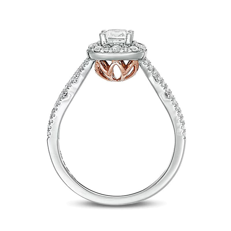 1.0 CT. TW Emerald-Cut Diamond Engagement Ring in 14K Two-Tone Gold