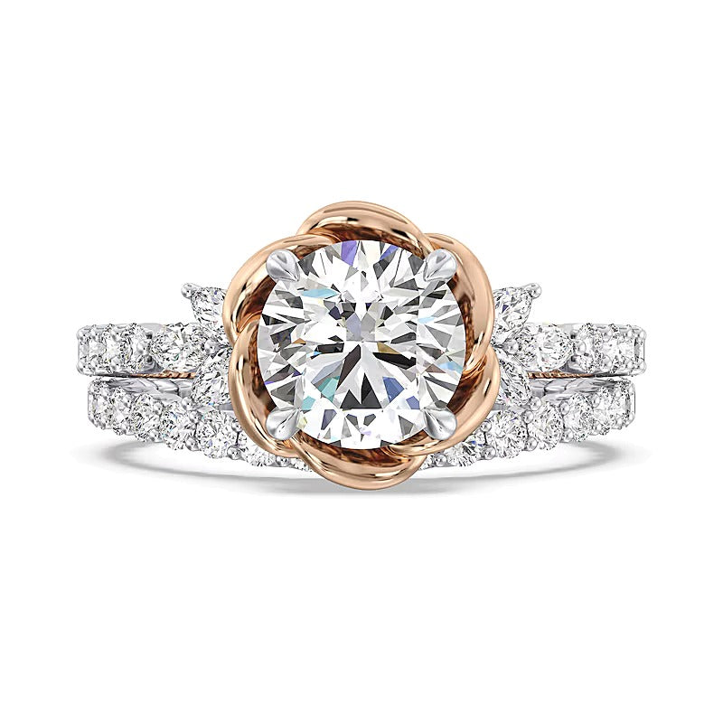MATCHING BAND ONLY 2.75 CT. TW Lab-Grown Diamond Rose with Leaf Engagement Ring in 14K Two-Tone Gold (Copy)