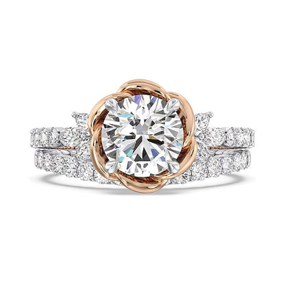 MATCHING BAND ONLY 2.75 CT. TW Lab-Grown Diamond Rose with Leaf Engagement Ring in 14K Two-Tone Gold (Copy)