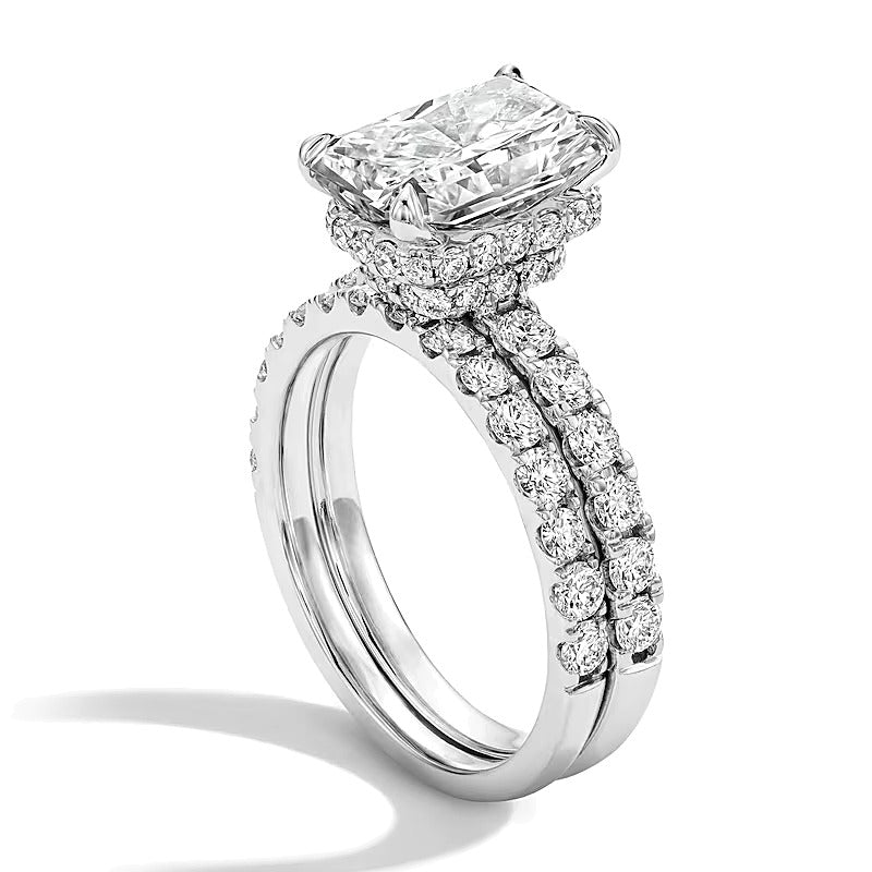 4.33 CT. TW Lab-Grown Diamond Radiant-Cut Bridal Set in 14K White Gold (F/VS2)