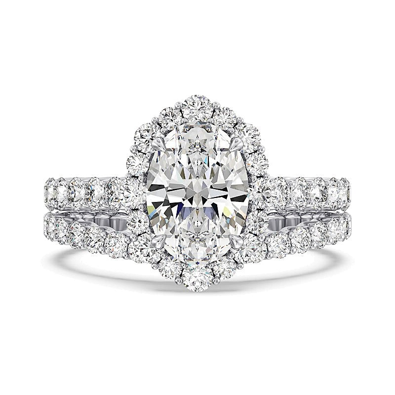 Enchanted Star Cinderella 3.5 CT. TW Oval Lab-Grown Diamond Frame Engagement Ring in 14K White Gold