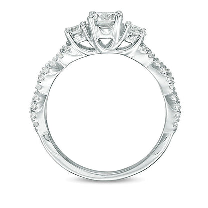 1.0 CT. TW Diamond Three Stone Braid Engagement Rink in 10K White Gold
