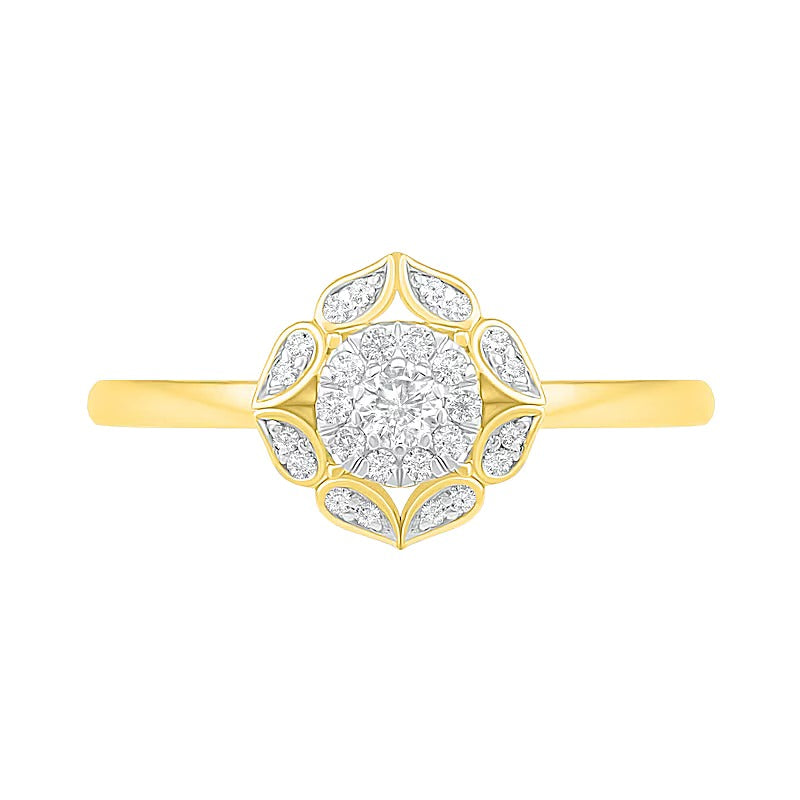 0.33 CT. TW Diamond Flower Frame Bridal Set in 10K Gold