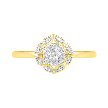 0.33 CT. TW Diamond Flower Frame Bridal Set in 10K Gold