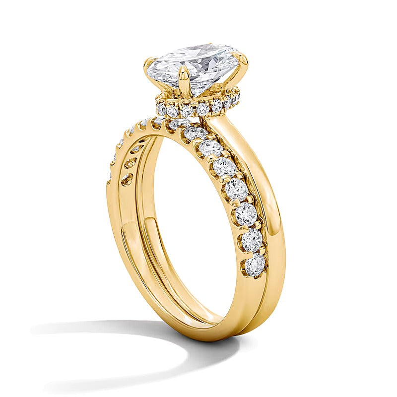 2.0 CT. TW Oval Lab-Grown Diamond Hidden Frame Bridal Set in 14K Gold (F/VS2)