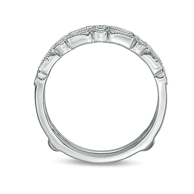 0.5 CT. TW Baguette and Round Diamond Alternating Art Deco Vintage-Style Solitaire Enhancer in 10K White Gold