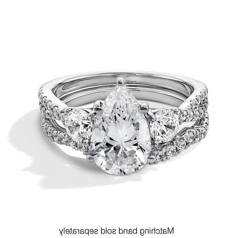 2.75 CT. TW Pear-Shaped Lab-Grown Diamond Three Stone Engagement Ring in 14K White Gold (F/SI2)