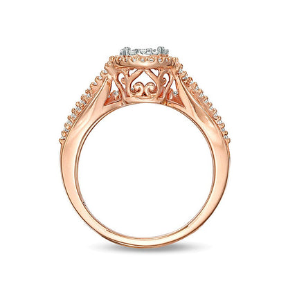 0.38 CT. TW Composite Diamond Crossover Shank Bridal Set in 10K Rose Gold