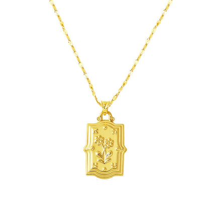 14K Yellow Gold Retro Gemini Zodiac Necklace