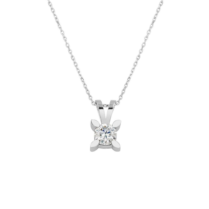 14K White Gold 0.50 Ct Almond Prong Moissanite Necklace