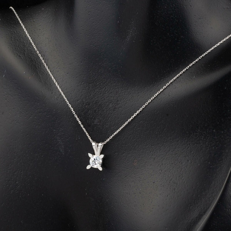 14K White Gold 0.50 Ct Almond Prong Moissanite Necklace