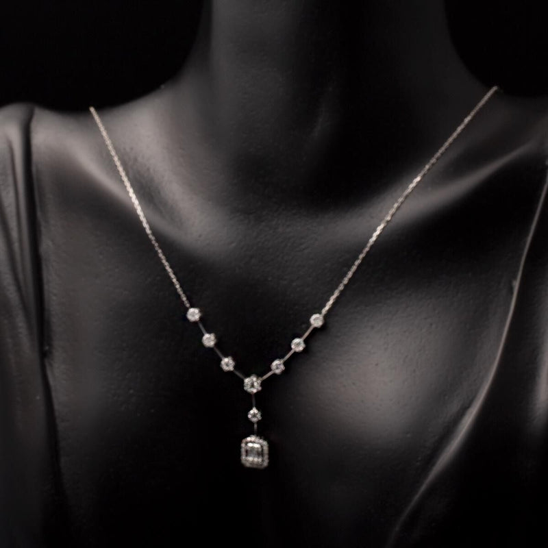 14K White Gold 0.50 Ct Baguette Diamond Necklace