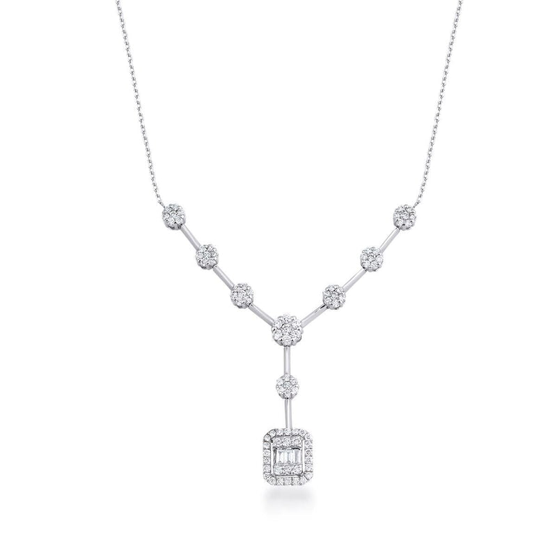 14K White Gold 0.50 Ct Baguette Diamond Necklace