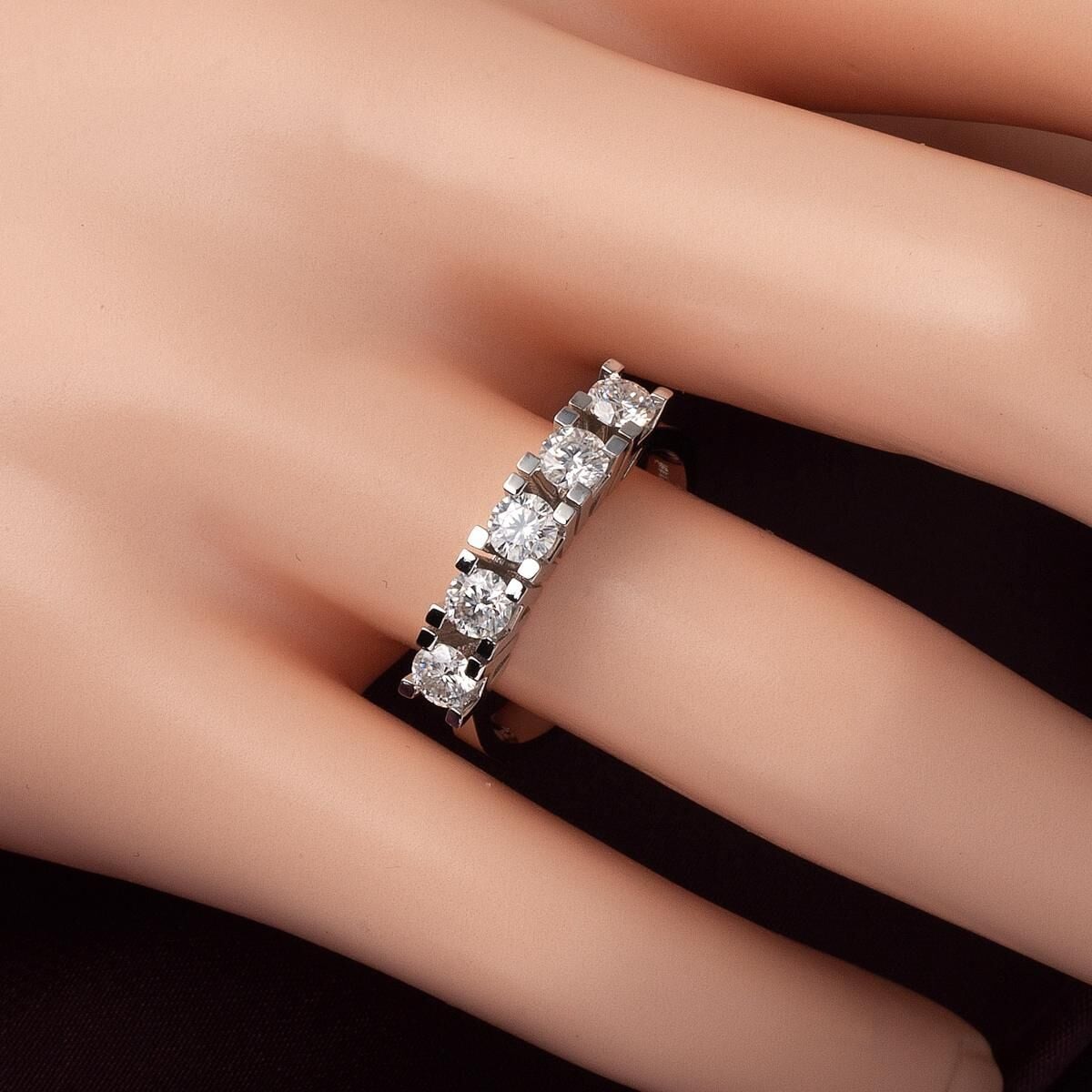 14K White Gold 0.50 Ct Five Stone Diamond Ring
