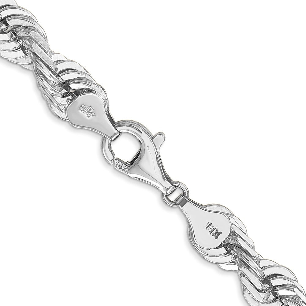 14k White Gold 7.0mm D/C Rope Fancy Lobster Clasp Chain Necklace