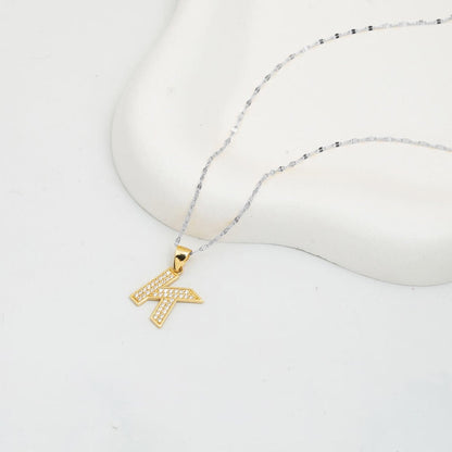 14K Yellow Gold K Initial Cubic Zirconia Pendant