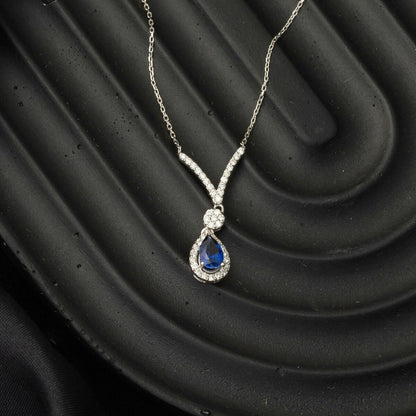 14K White Gold 0.51 Ct Sapphire 0.27 Ct Diamond Necklace