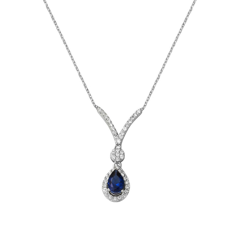 14K White Gold 0.51 Ct Sapphire 0.27 Ct Diamond Necklace