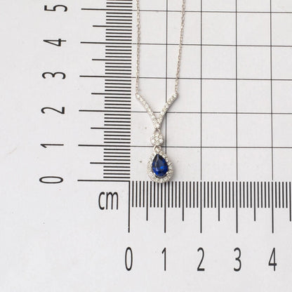 14K White Gold 0.51 Ct Sapphire 0.27 Ct Diamond Necklace