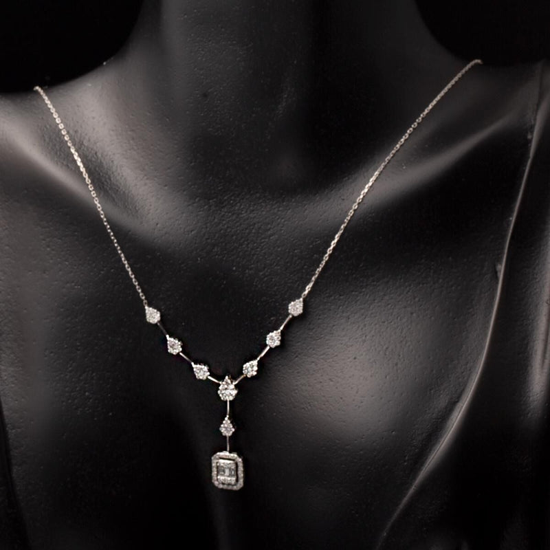 14K White Gold 0.52 Ct Baguette Diamond Necklace