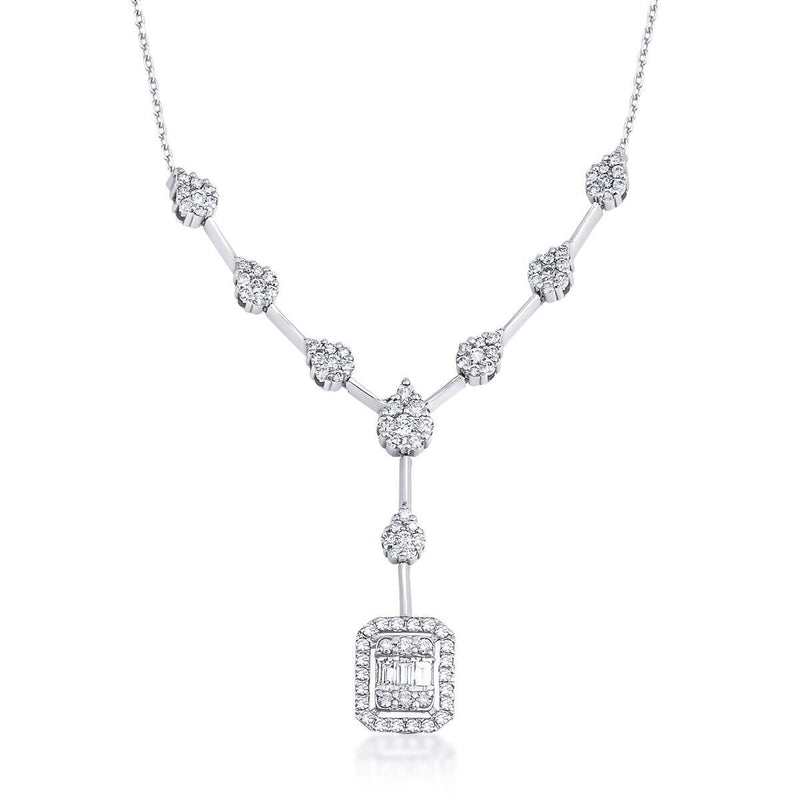 14K White Gold 0.52 Ct Baguette Diamond Necklace