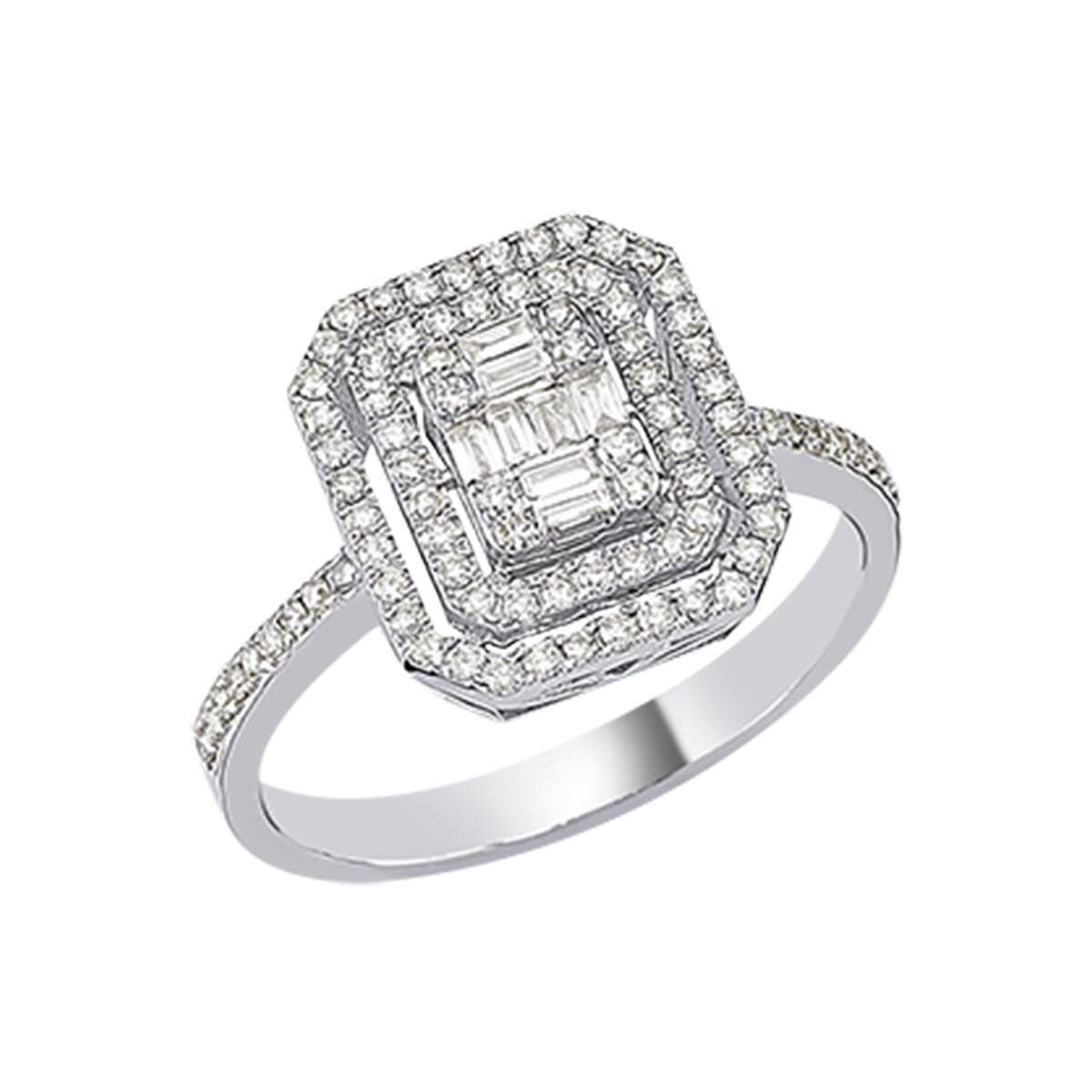 14K White Gold 0.52 Ct Baguette Diamond Ring