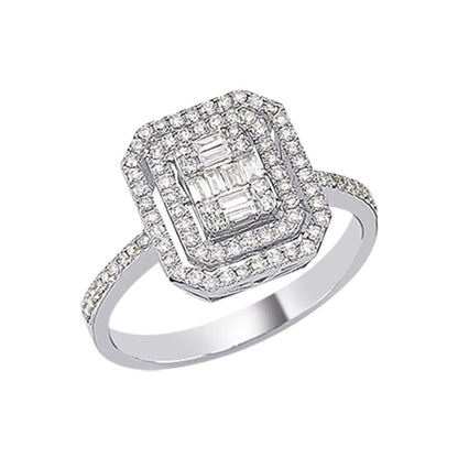 14K White Gold 0.52 Ct Baguette Diamond Ring