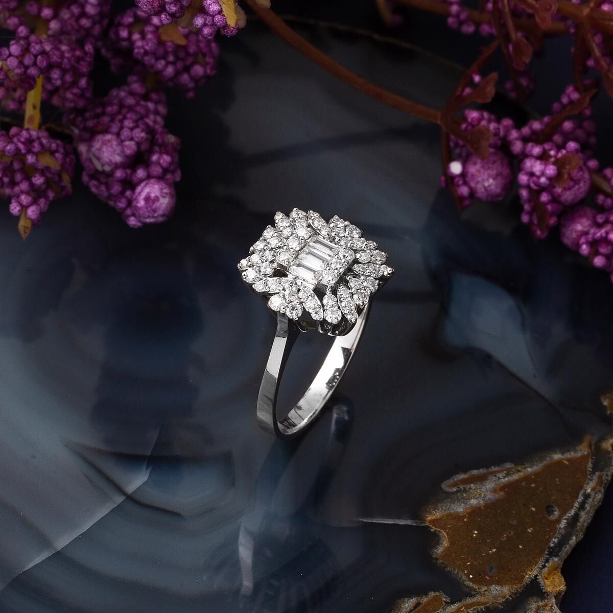 14K White Gold 0.55 Ct Baguette Moissanite Ring