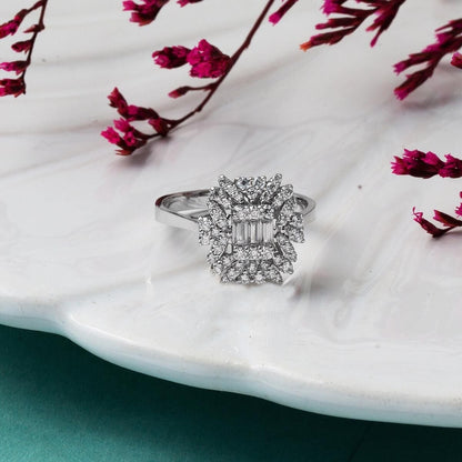 14K White Gold 0.55 Ct Baguette Moissanite Ring