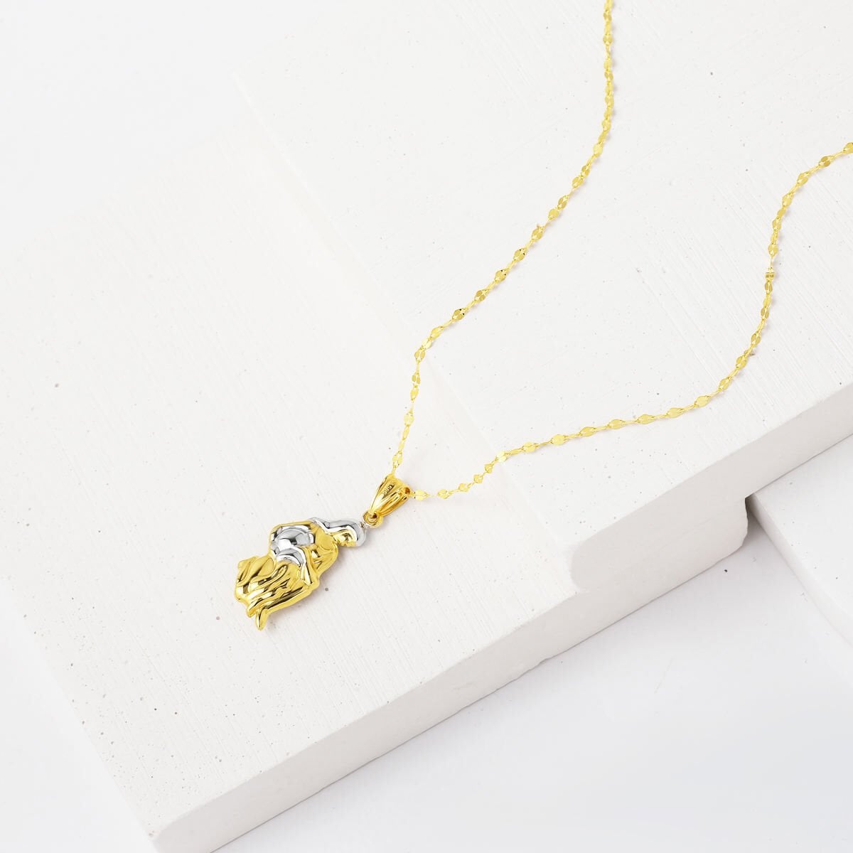14K Yellow Gold Zodiac Aquarius Pendant