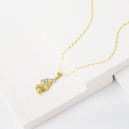 14K Yellow Gold Zodiac Aquarius Pendant