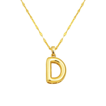 14K Yellow Gold Balloon Initial D Necklace