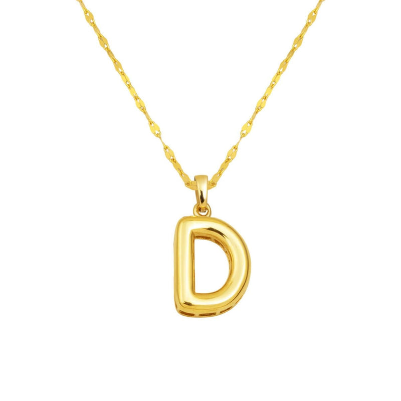 14K Yellow Gold Balloon Initial D Necklace